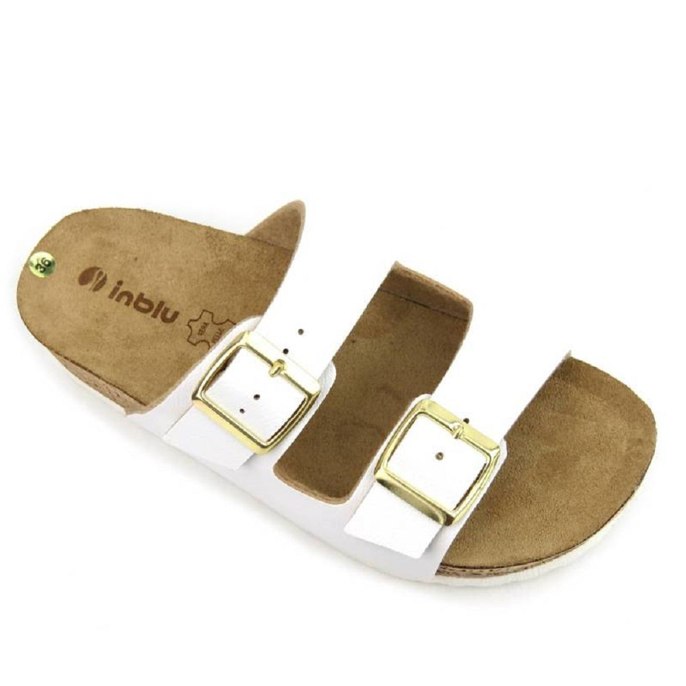 Scarpe da Donna INBLU - art.NM28 - ciabatta doppia fibbia bianco