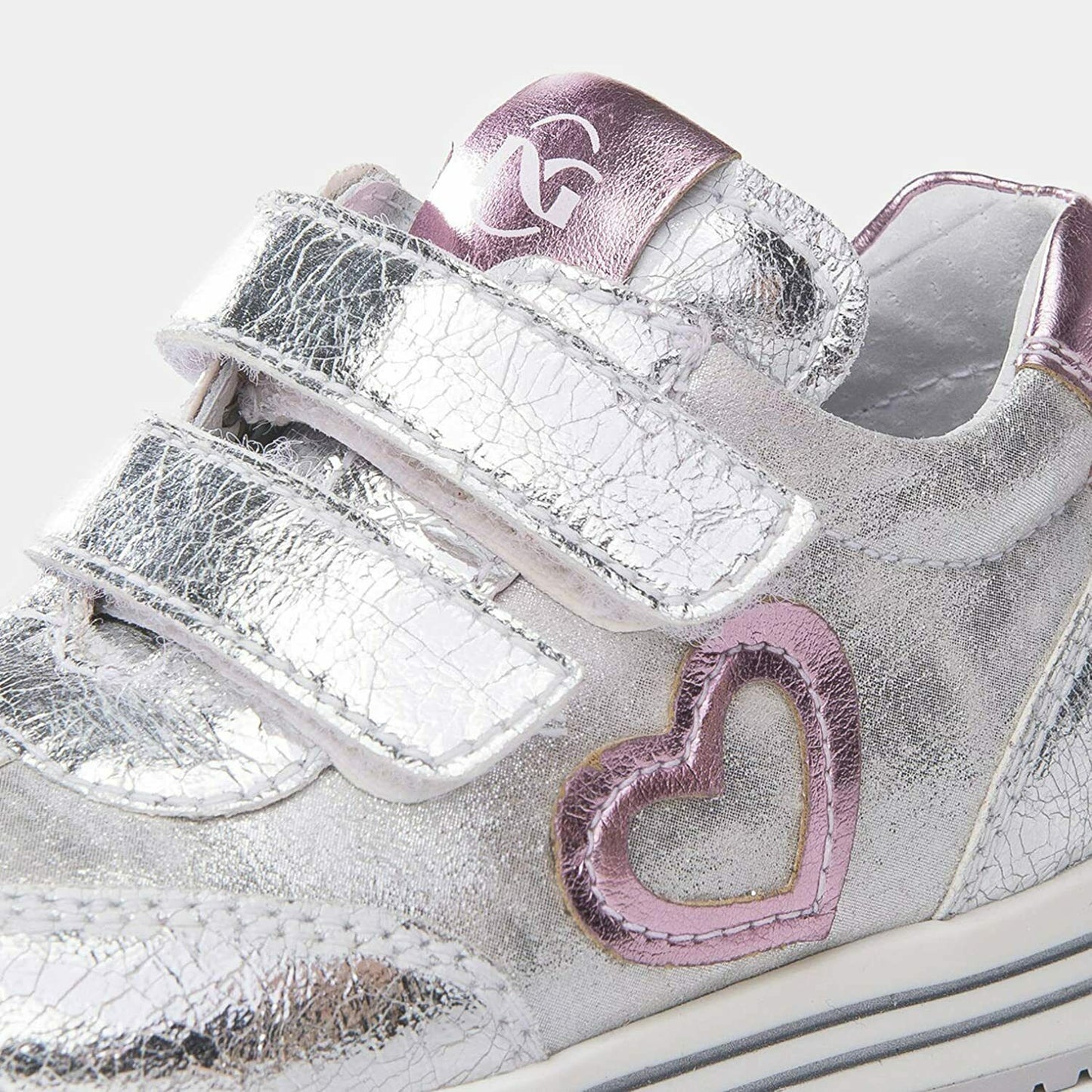 Scarpe da Bambina NEROGIARDINI Art. E021440F 700 ARGENTO SNEAKERS doppio strappo