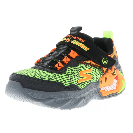 Scarpe da Bambino SKECHERS Art. 400615LBKOR  BLACK ORANGE LUCI DINOSAURO sneakers