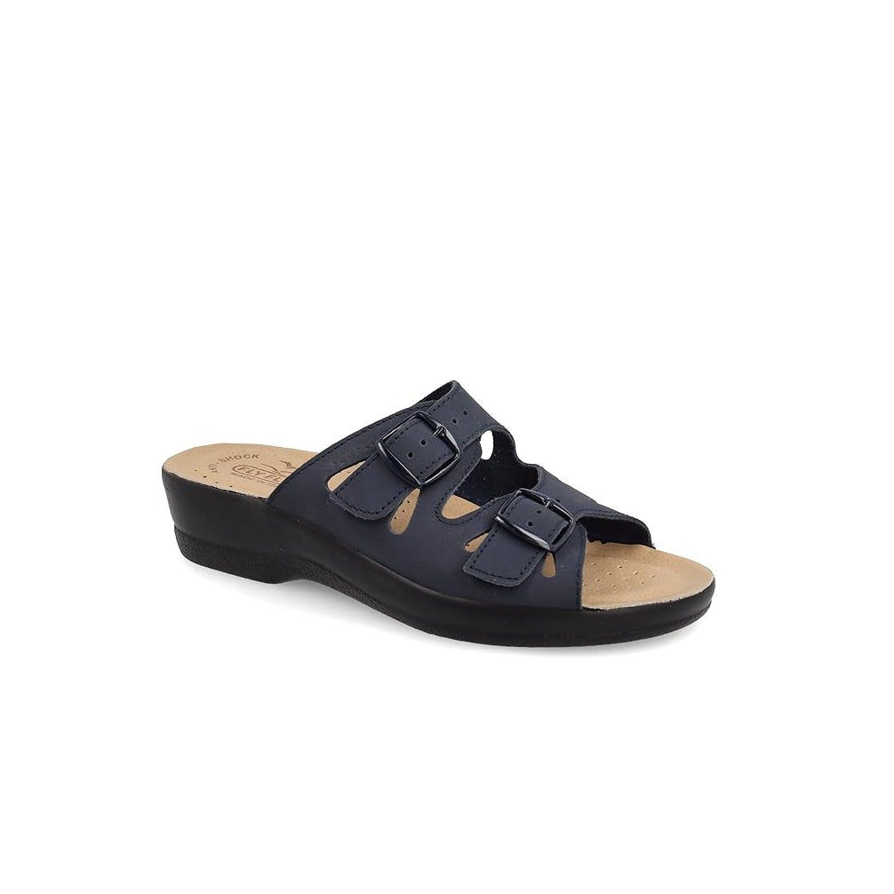 Scarpe da Donna FLY FLOT art.63008NE BLU Ciabatte doppia fibbia comfort
