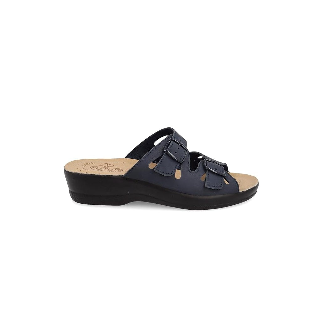 Scarpe da Donna FLY FLOT art.63008NE BLU Ciabatte doppia fibbia comfort