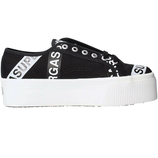 Scarpe da Donna SUPERGA - Art. 2790 LETTERING TAPE JELLYSOLE NERO sneakers platform
